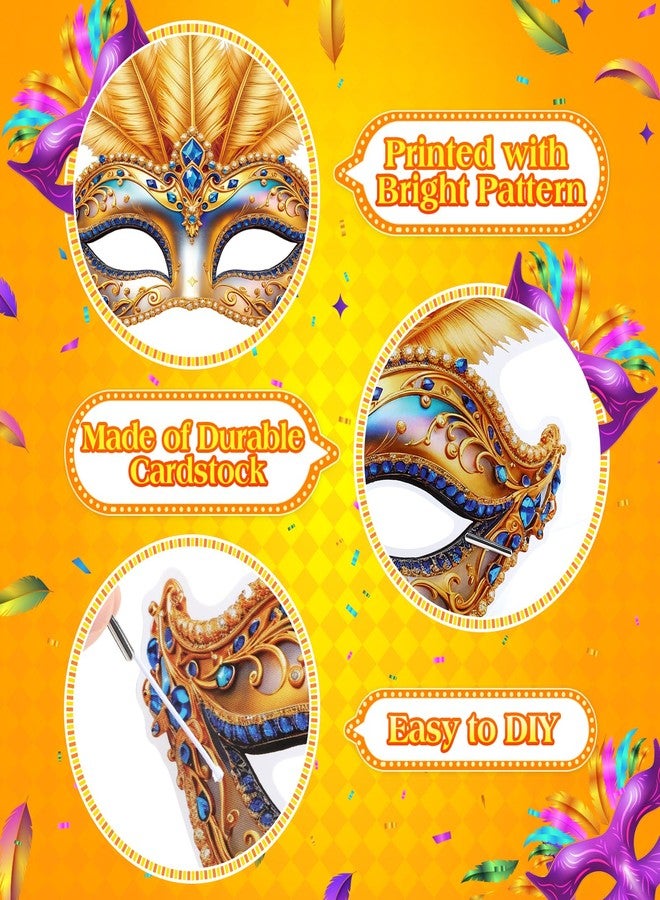 Woosytoo 12 PCS Mardi Gras Masks Paper Glitter Gold Masquerade Mask Vintage Feather Masks Parade Prom Party Favors for Men Women Kids New Orleans Mardi Gras Photo Booth Props - Image 5
